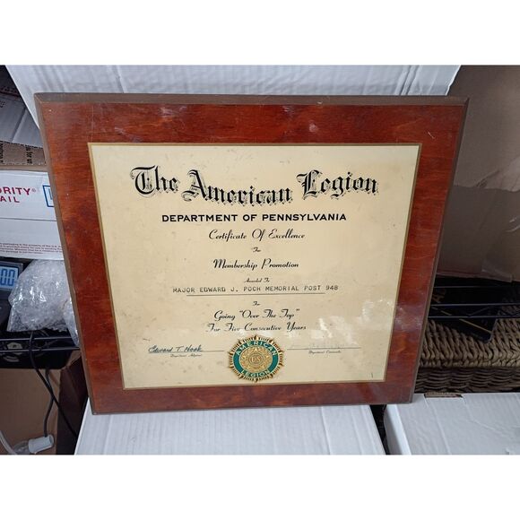 American Legion Over the Top Five Consecutive Years Certificate of Excellence - Picture 2 of 3